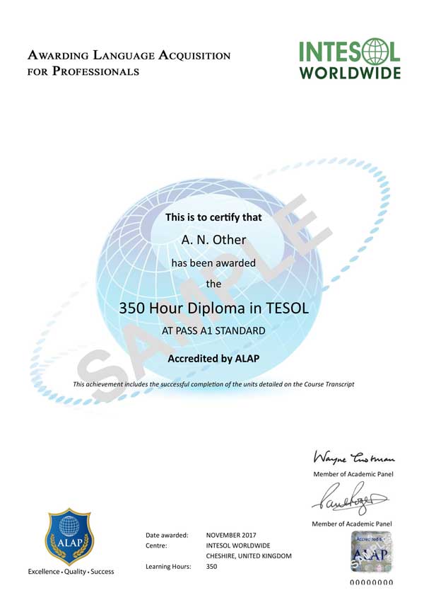 350 hours TEFL/TESOL certificate