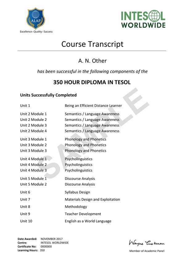 350 hours TEFL/ TESOL certificate