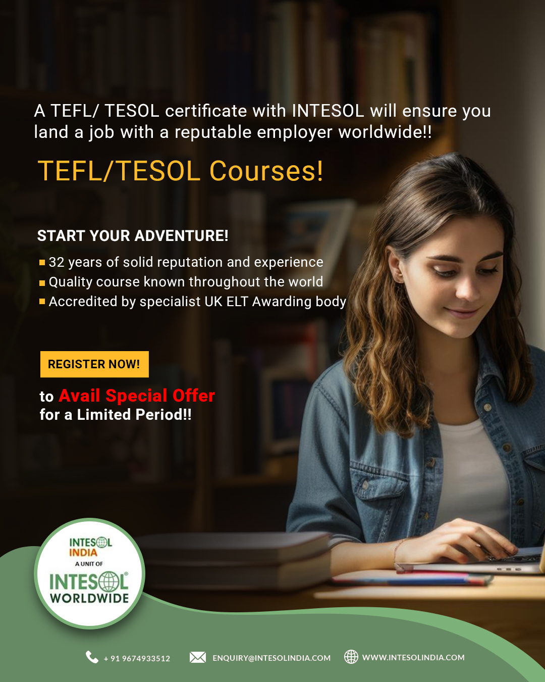 TEFL & Teacher Training Course Special Offer Intesol India